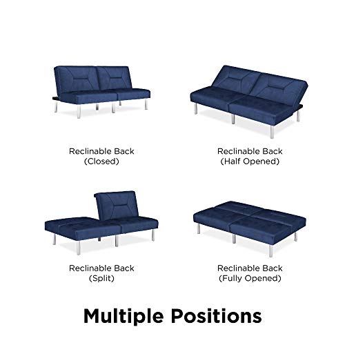 DHP Convertible Sofa Bed and Couch Futon, Blue