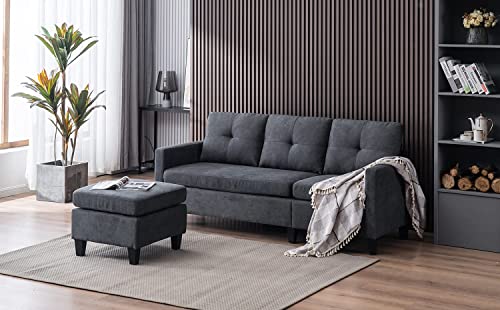 Reversible Modular Sofa & Chaise with Ottoman 75