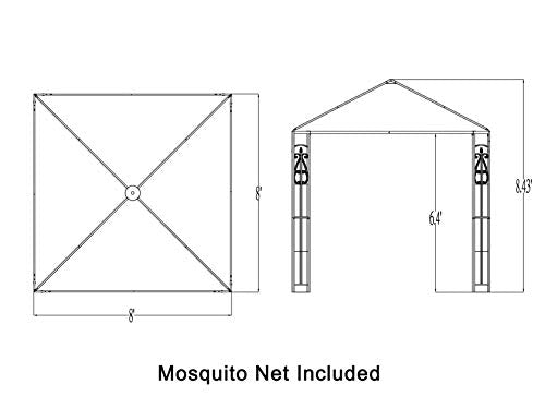 APEX GARDEN 8 ft. x 8 ft. Rococo Gazebo with Mosquito Net
