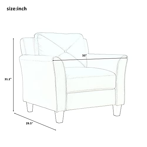 Harper & Bright Designs 3-Piece Living Room Sectional Sofa Set Modern Style Button Tufted Upholstered Chair Loveseat Sofa Set Sectional Couch, Grey