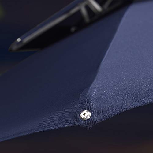 PURPLE LEAF 9' X 12' Double Top Deluxe Solar Powered LED Rectangle Patio Umbrella Offset Hanging Umbrella Outdoor Market Umbrella Garden Umbrella,Navy Blue