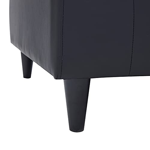 Pannow Modern Sleeper Sofa with Armrests and Tall Back, PU Leather Sofa Couch Furniture, Upholstered 3 Seat Sofa Couch for Living Room Bedroom Guest Room Office Coffee Shop, Black