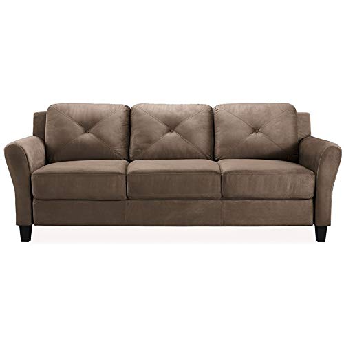 BOWERY HILL Microfiber Sofa Couch in Brown