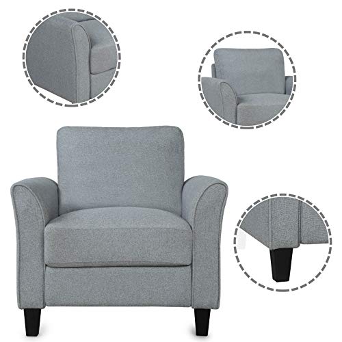 Living Room Furniture Armrest Single Sofa and Loveseat Sofa, Harper & Bright Designs Living Room Sets Furniture Armrest Sofa Single Chair Sofa Loveseat Chair Ship from USA Warehouse (Gray)