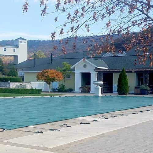 16 x 32 Foot Rectangle Mesh Safety Pool Cover with 4 x 8 Foot Center End Step