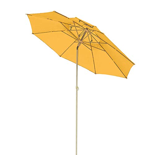 LSM Patio Umbrella 7ft Yellow Patio Umbrella, Outdoor Market Table Umbrellas Replacement Canopy with Tilt and Plastic Crank, Waterproof/Windproof/Anti-UV