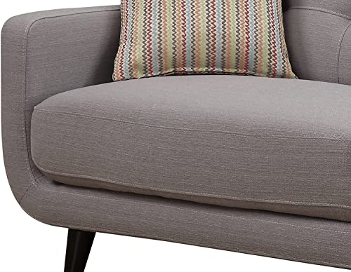 AC Pacific Crystal Mid Century Modern Upholstered Living Room Tufted Sofa with 2 Accent Pillows, Trout Grey