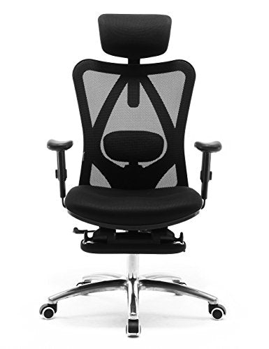 SIHOO Ergonomic Office Chair with Footrest, Recliner Computer Desk Chair, Adjustable Headrest Breathable Mesh High Back and Armrests Mesh Chair(Black)
