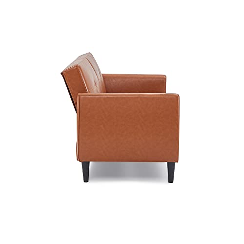 Faux Leather Upholstery Modern Living Room Sofa Sectional Furniture Set w/Convertible Double Seat Futon Beds (Brown)