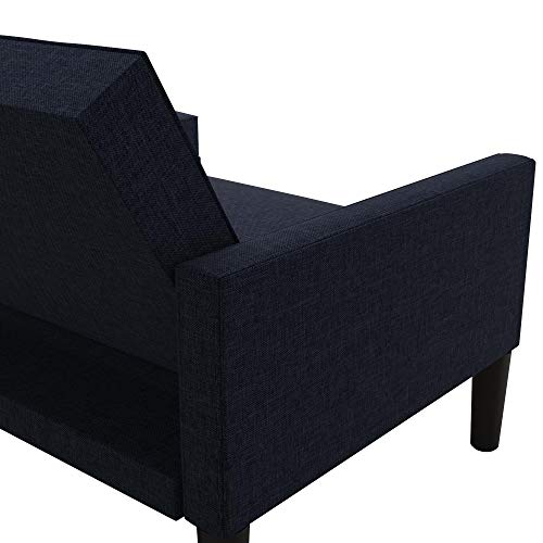 DHP Haven Small Space Sectional Futon Sofa, Blue Linen