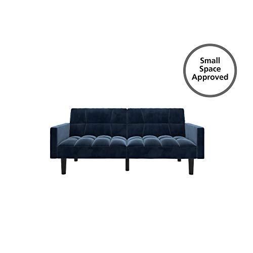 DHP Hayden Convertible Sofa Sleeper Futon with Arms - Blue Microfiber