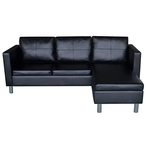 vidaXL vidaXL Sectional Sofa 3-Seater Artificial Leather Couch Seating Black/White