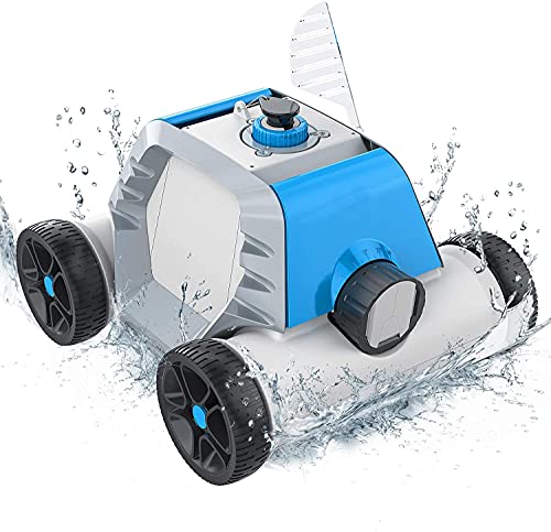 Hitwby Cordless Pool Cleaner, Automatic Robotic Pool Cleaner with 5000mAh Rechargeable Built-in Battery, Up to 90 Mins Running Cycle, Ideal for Flat Bottom Above Ground/In-Ground Swimming Pools