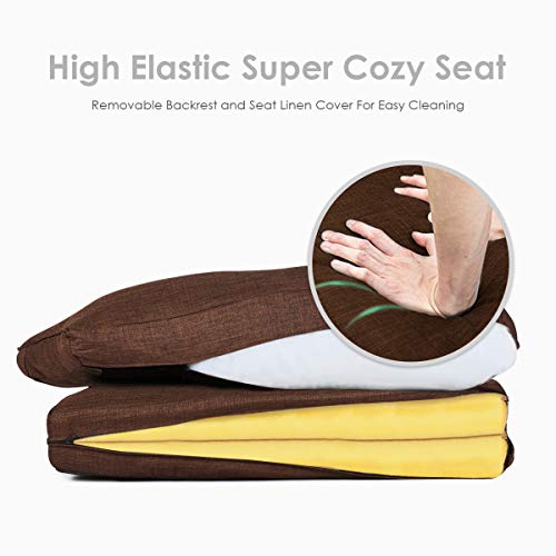 Giantex Sofa Couch Loveseat Fabric Upholstered Removable Back Seat Cushion Modern Home Living Room Furniture Set Bedroom Sofa (Brown)