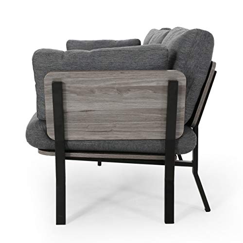 Christopher Knight Home Abigail Mid-Century Modern 3 Seater Wood Frame Sofa, Charcoal, Gray, Black