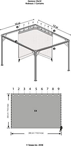 Sojag 135-8161373 10' x 12' Curtains for Genova Outdoor Gazebo, Dark Brown