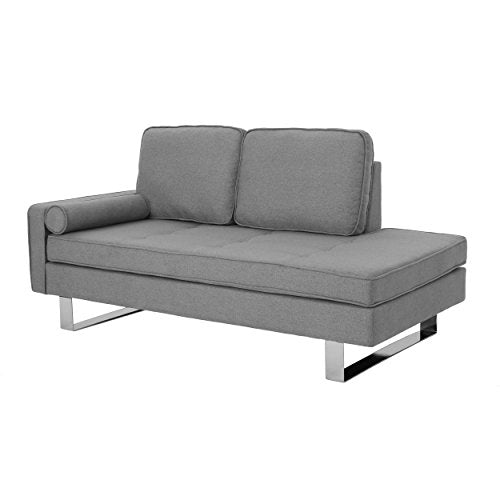 Christopher Knight Home Phelps Modern Fabric Chaise Loveseat, Grey, Silver