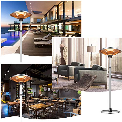 V-BestLee Outdoor Patio Heater, 3000W/2500W Electric Standing/Hanging Umbrella Heater Adjustable Telescopic Rod Quiet Heating for Outdoor/Indoor Balcony