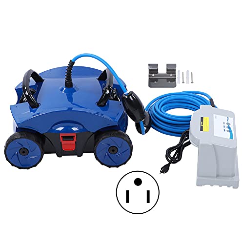 Pool Cleaner Robot, Full Automatic Pool Underwater Vacuum Cleaner Swimming Pool Bottom Cleaning Machine(US Plug 110V)