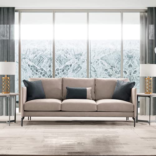 Acanva Luxury Modern Leather Upholstered Recliner Sofa Square Arms with Throw Pillows, 89