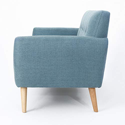 Christopher Knight Home Josephine Mid-Century Modern Petite Fabric Sofa, Blue / Natural