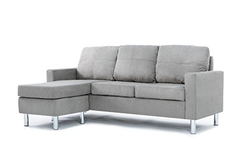 Casa Andrea Milano LLC Modern Sectional Sofa-Reversible Chaise Lounge Perfect for Small Space Dorm or Apartment, Grey Microfiber