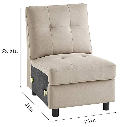 DAZONE Modern Armless Accent Chair/Single Seat Reception Sectional Sofa, 30
