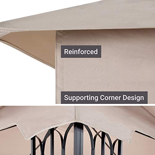 ASTEROUTDOOR 10x10 Outdoor Gazebo for Patios Canopy for Shade and Rain with Corner Shelves Soft Top Metal Frame with Mosquito Netting for Lawn, Backyard and Deck, 99% UV Rays Block, Khaki