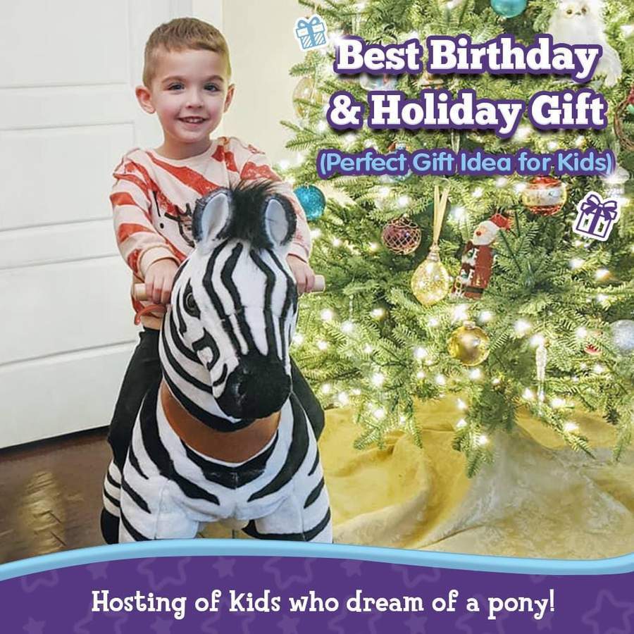 PonyCycle Ux468 Ride On Zebra Black and White Medium New