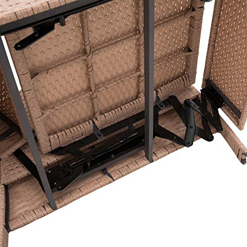 Outsunny Rattan Wicker Recliner with Adjustable Back, Side Table, Lounge Chair with All-Weather Removable Cushion for Patio Backyard Pool Porch, Beige