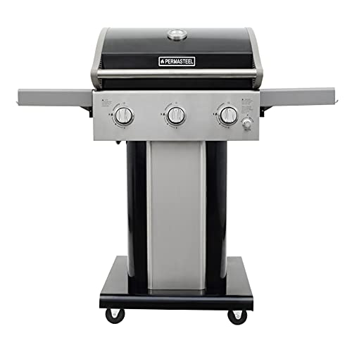 Permasteel PG-A40301-BK 3 Burner Outdoor Patio Gas BBQ Propane Grill, Black