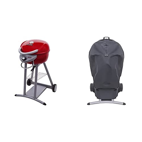 Char-Broil 20602109 Patio Bistro TRU-Infrared Electric Grill, Red & Patio Bistro Cover