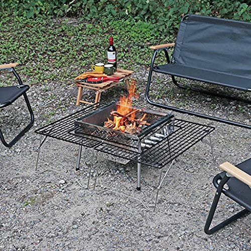 Barbecue Grill Barbecue Charcoal Grill Stainless Steel Folding Portable BBQ Camping Grill for Outdoor Cooking Camping Hiking Picnics Garden Travel Barbecue Shelves