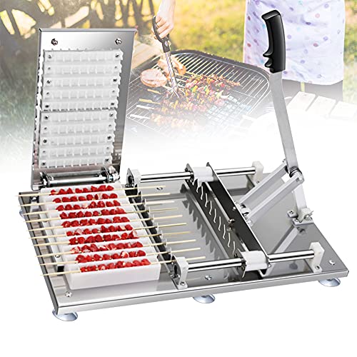 EnweMahi Labor-Saving Meat Skewers Machine,BBQ Skewers Wear Meat Tool,Stainless Steel,Food Grade Material Box,100 Skewers 5 Minutes,Grill Barbecue Kitchen Accessories Tools
