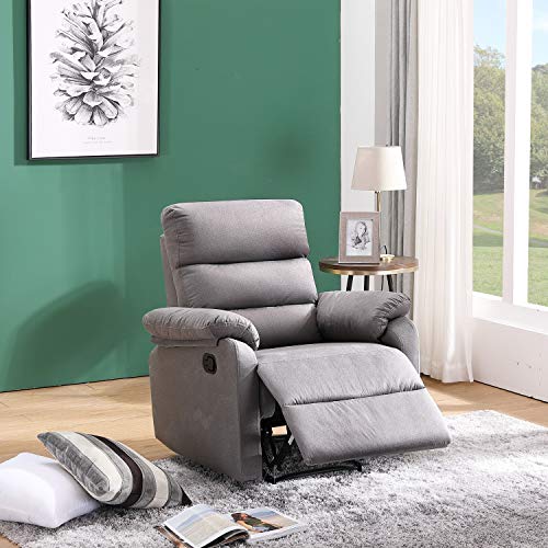 Recliner Chair, Harper&Bright Designs Manual Three Angles Adjustable Single Sofa Recliner Seat for Reading, Watching TV, Relaxing, Suitable for Office, Living Room (Grey)