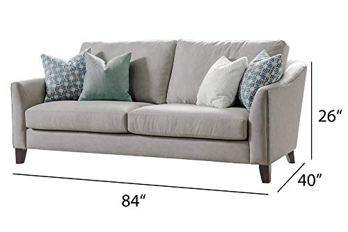 Acanva Leather Upholstered Modern Living Room Sofa with Curved Arms, Solid Wood Legs, 84