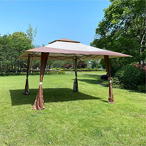 ZCM-JSDTWS Gazebo Tent,Patio Gazebo Canopy Iron Hardtop Gazebos with Mosquito Net and Curtains, Outdoor Gazebos with Aluminum Frame for Garden, Courtyard, Lawn