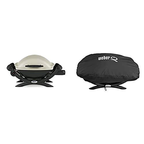 Weber Q 1000 Gas Grill, Titanium with Cover