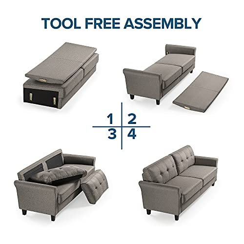 ZINUS Sayan Sofa Couch / Easy, Tool-Free Assembly, Sand Grey