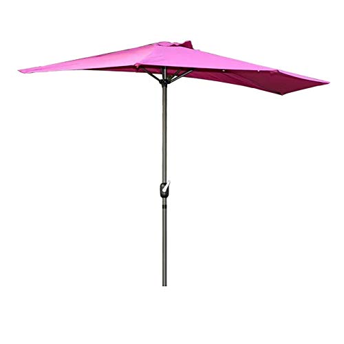 Outdoor Beach Patio Half Umbrella 2.7m/9ft - Sunscreen UV50+, Rainproof UV Protection Parasol with Crank and 5 Ribs, 4 Color (Color : Purple)