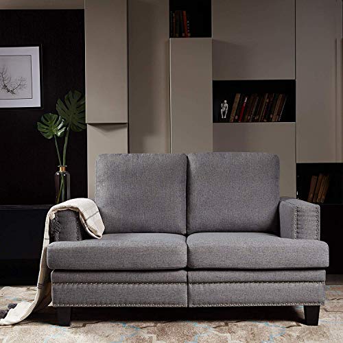 Top Space Loveseat Couch Sofa Set Accent Arm Single Chair Modern Mid Century Grey Sofa Bed 2-Seat Living Room Furniture