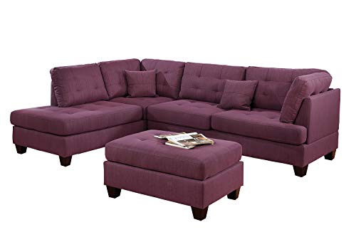 Bobkona Sectional Sofa Set Purple
