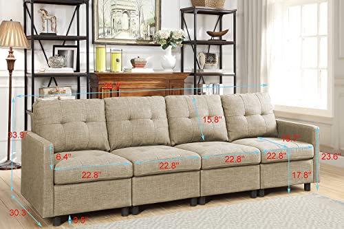 4 Piece Sectional Sofa Modular Sectional Sofa Tufted Fabric Sofa 99