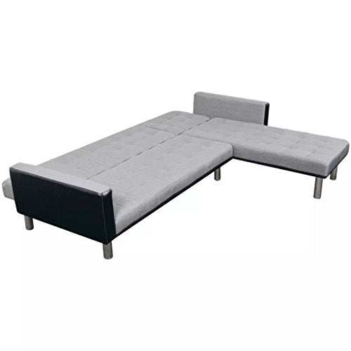 INLIFE L-Shaped Sofa Bed Fabric Black and Gray-39.95KG