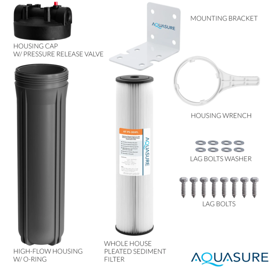 Aquasure AS-FL-30PS Fortitude V2 Series Large Size High-Flow Whole House Pleated Sediment Water Filter 30 Micron New