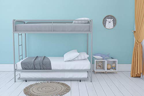 DHP Triple Metal Bunk Bed Frame, Gray, Twin