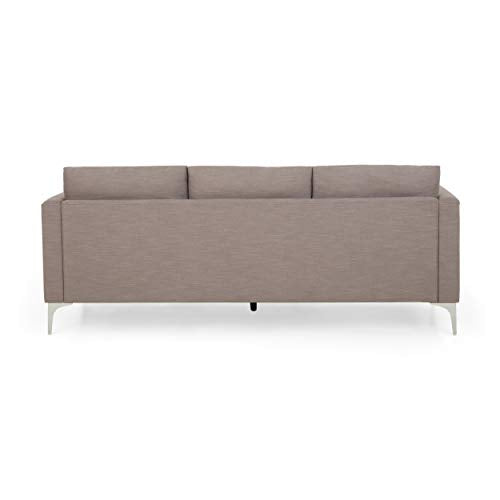 Faithe Modern Fabric 3 Seater Sofa, Dark Taupe and Silver