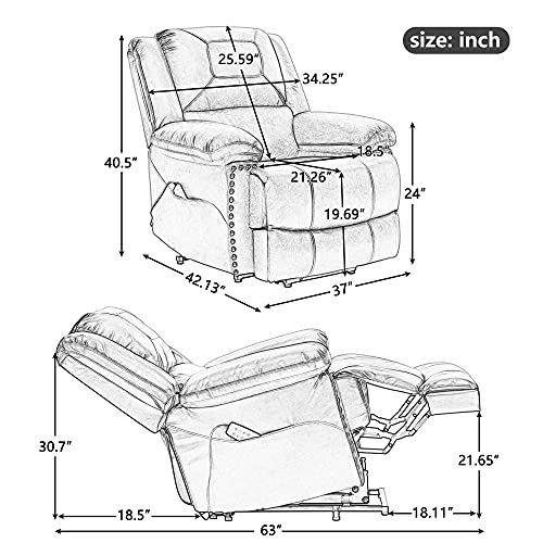 Lift Chairs with Adjustable Massage for Elderly - Power Lift Chairs Recliners Lift Sofa Electric Recliner Chairs with Heating System Remote Control Soft PU Lounge