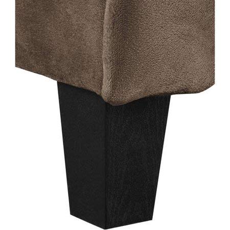 Brown Sofa Living Room Furniture Velvet-Like Cushions Couch Curved Arms 3 Person Indoor Seating Home Decor Modern Wood Frame