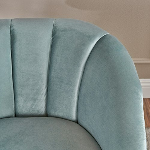 Christopher Knight Home Amaia Modern Velvet Sofa, Seafoam Blue / Walnut